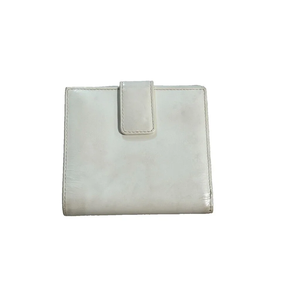 Vintage Ralph Lauren Woman's Bifold White Leather Wallet RARE